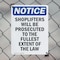 Signmission Shoplifters Will Be Prosecuted OSHA Notice Sign, Plastic, 7in W x 10in L, 2PK OS-2PACK-NS-P-710-V-16581 - alternate 2